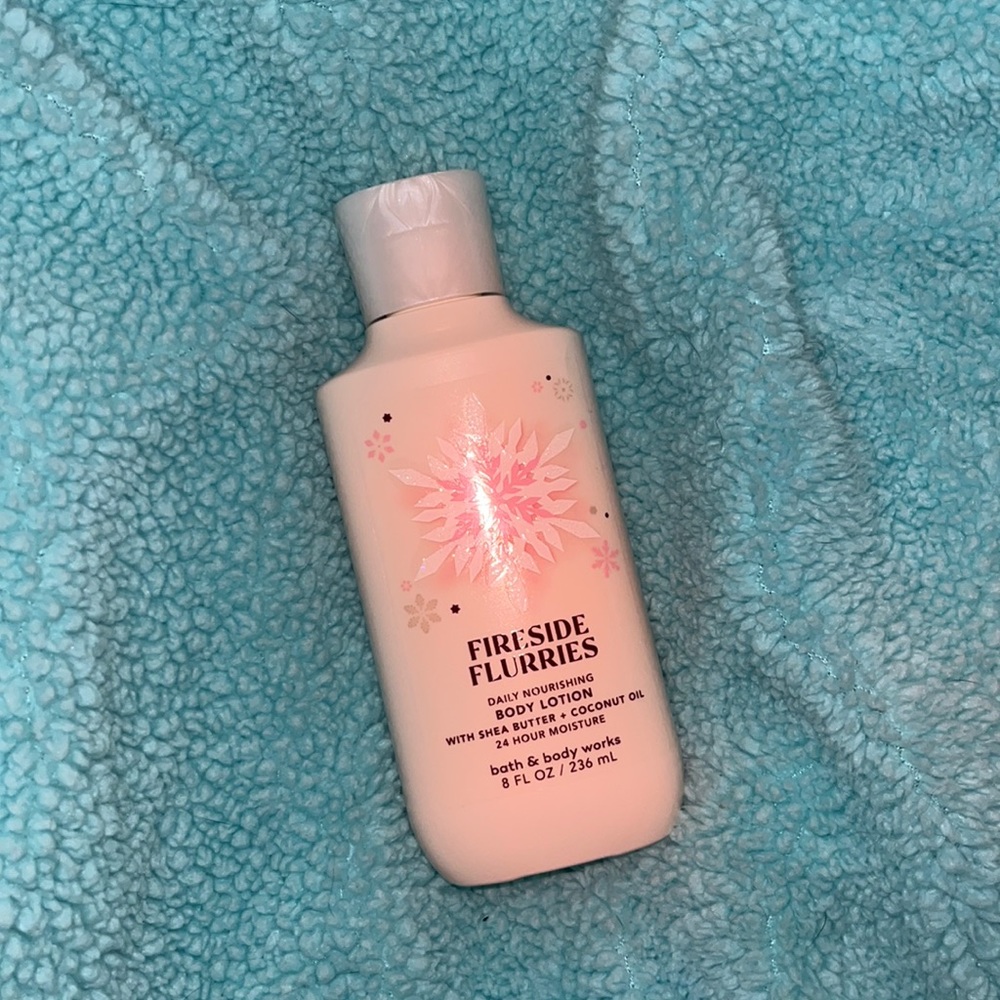 Bath & Body Works 8 fl oz body lotion in seasonal scent Fireside Flurries.